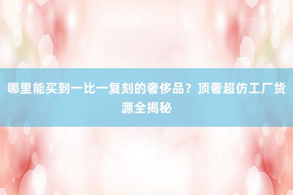 哪里能买到一比一复刻的奢侈品？顶奢超仿工厂货源全揭秘