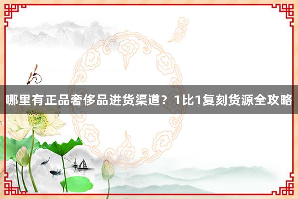 哪里有正品奢侈品进货渠道？1比1复刻货源全攻略