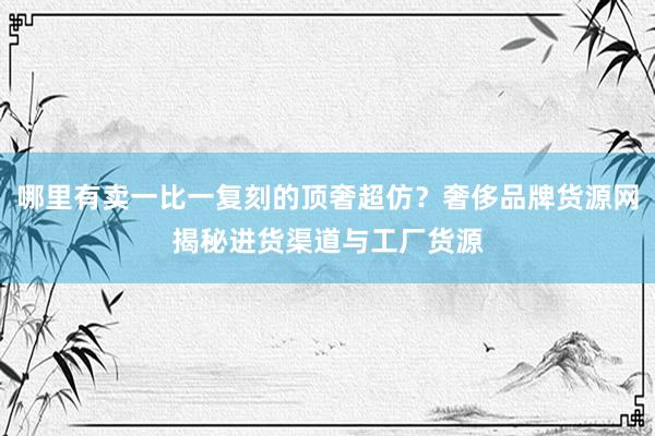 哪里有卖一比一复刻的顶奢超仿？奢侈品牌货源网揭秘进货渠道与工厂货源