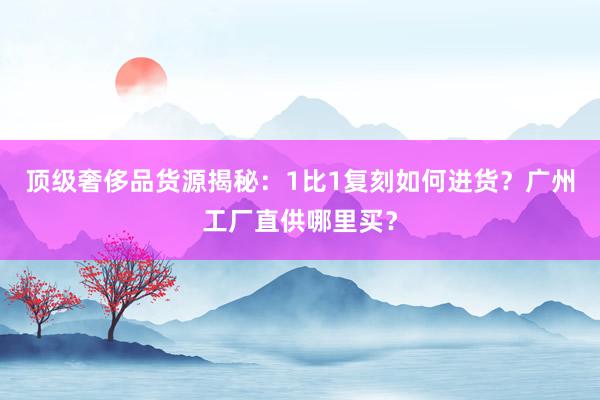 顶级奢侈品货源揭秘：1比1复刻如何进货？广州工厂直供哪里买？