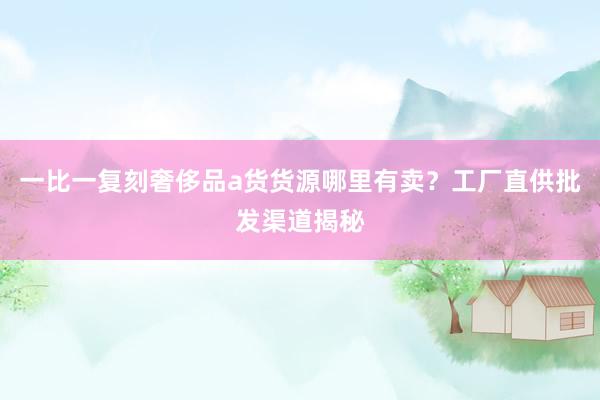 一比一复刻奢侈品a货货源哪里有卖？工厂直供批发渠道揭秘