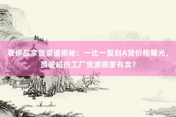 奢侈品拿货渠道揭秘：一比一复刻A货价格曝光，顶奢超仿工厂货源哪里有卖？