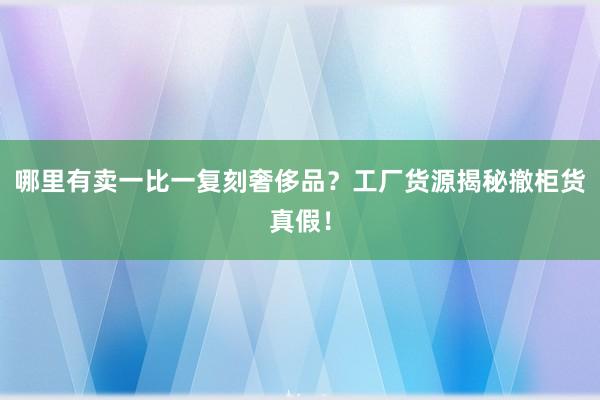 哪里有卖一比一复刻奢侈品？工厂货源揭秘撤柜货真假！