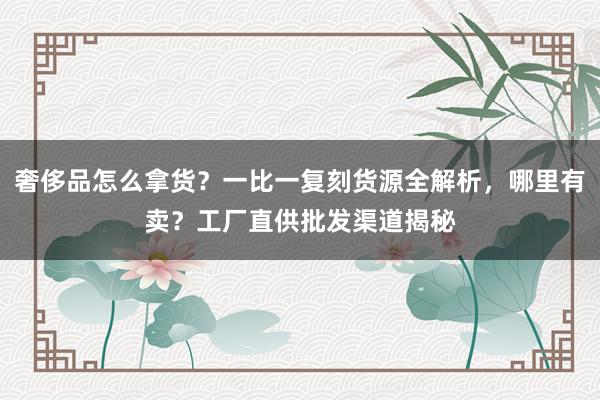 奢侈品怎么拿货？一比一复刻货源全解析，哪里有卖？工厂直供批发渠道揭秘