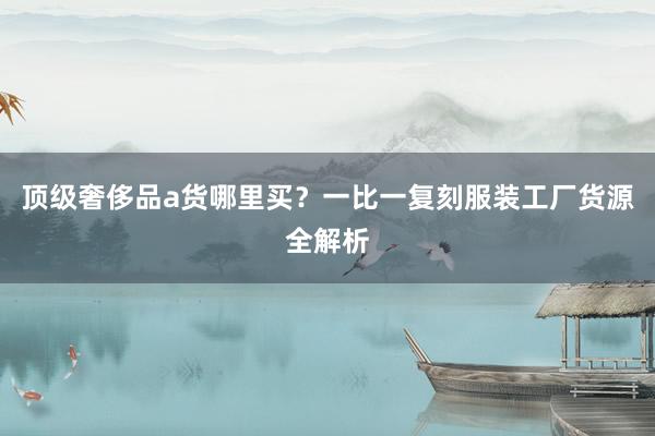 顶级奢侈品a货哪里买？一比一复刻服装工厂货源全解析