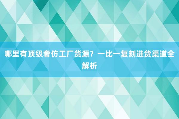 哪里有顶级奢仿工厂货源？一比一复刻进货渠道全解析
