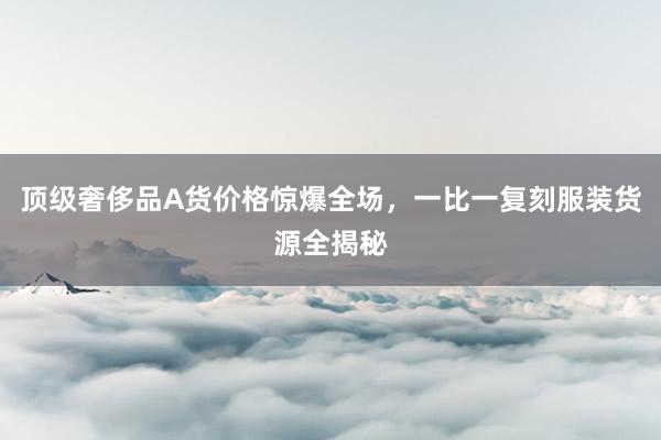 顶级奢侈品A货价格惊爆全场，一比一复刻服装货源全揭秘