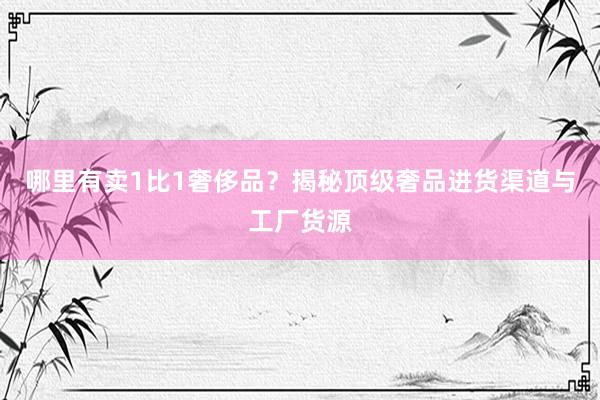 哪里有卖1比1奢侈品？揭秘顶级奢品进货渠道与工厂货源